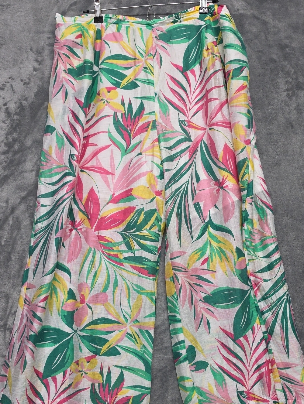 Tropical Wide-Leg Pants in Pink, Green & Yellow Sz XXL